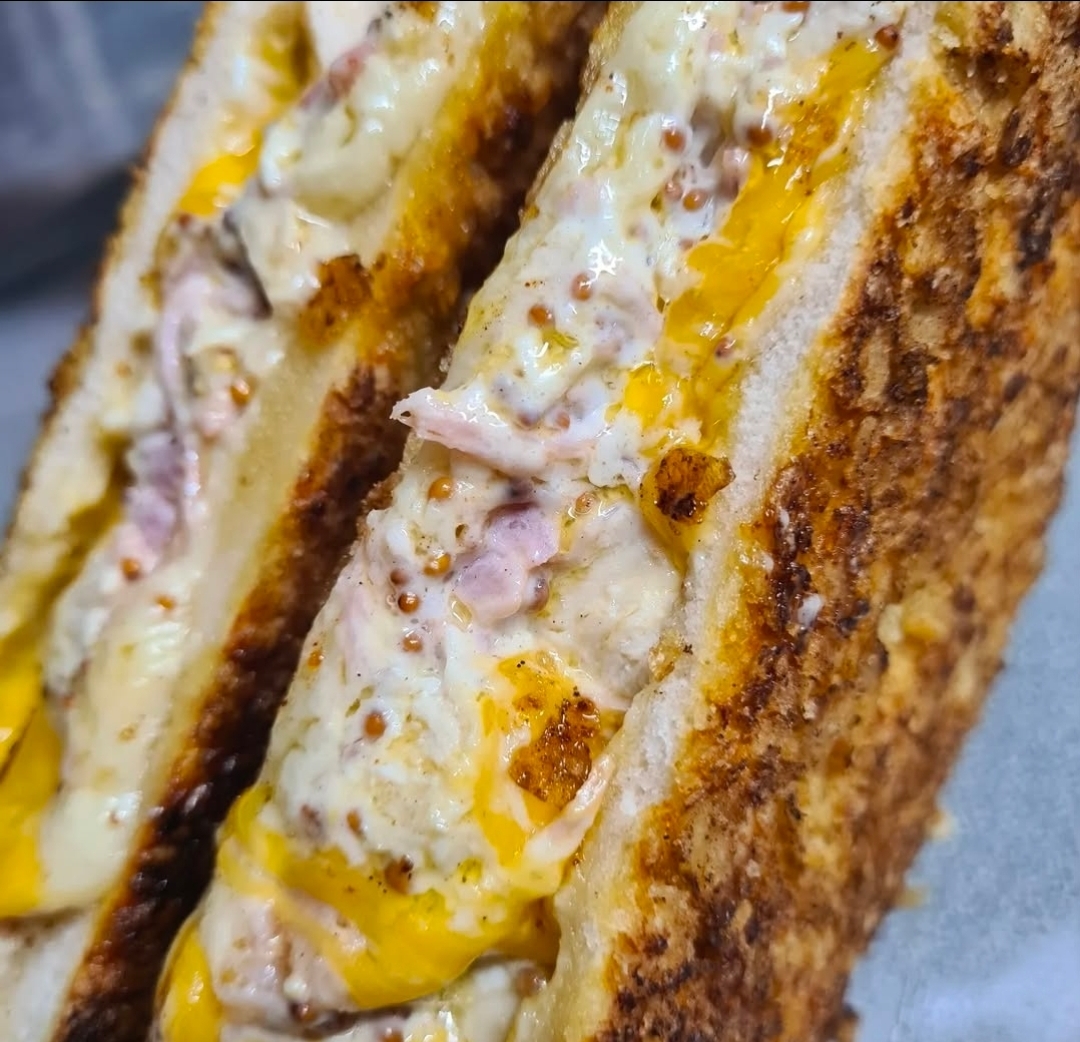 Ham, cheese and mustard toastie