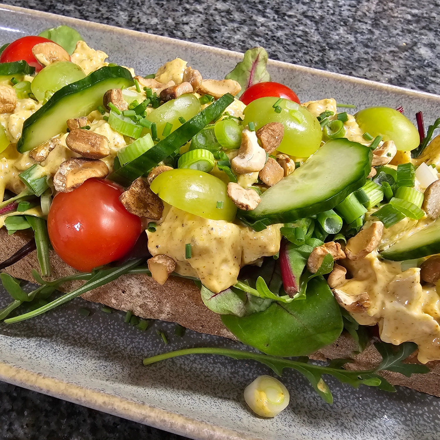 Coronation chicken open sandwich