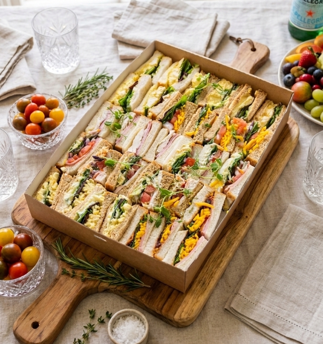 Catering sandwich platter with mixed fillings
